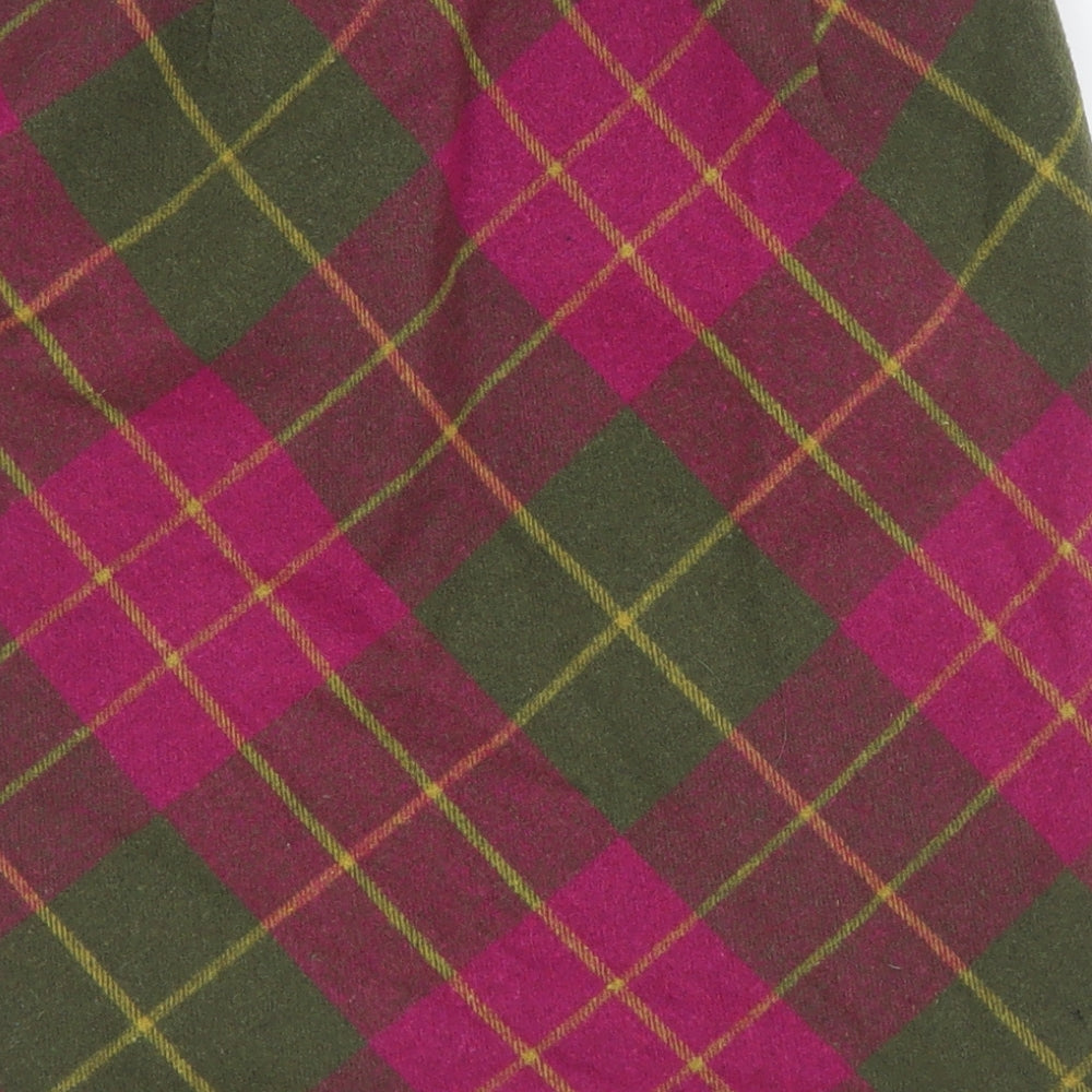 Country Rose Womens Multicoloured Plaid Polyester Straight & Pencil Skirt Size 10 Zip - Yellow Green and Pink Checks