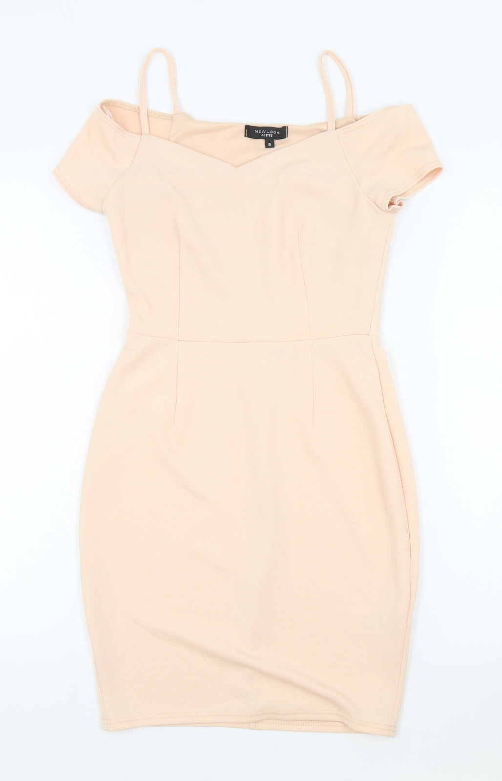 New Look Womens Pink Polyester Bodycon Size 8 V-Neck Pullover - Peach