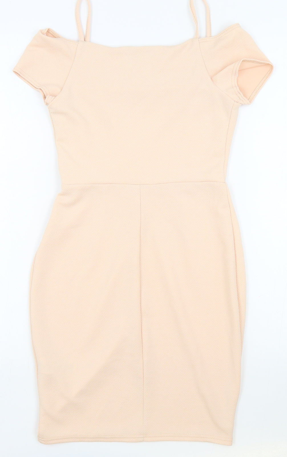 New Look Womens Pink Polyester Bodycon Size 8 V-Neck Pullover - Peach