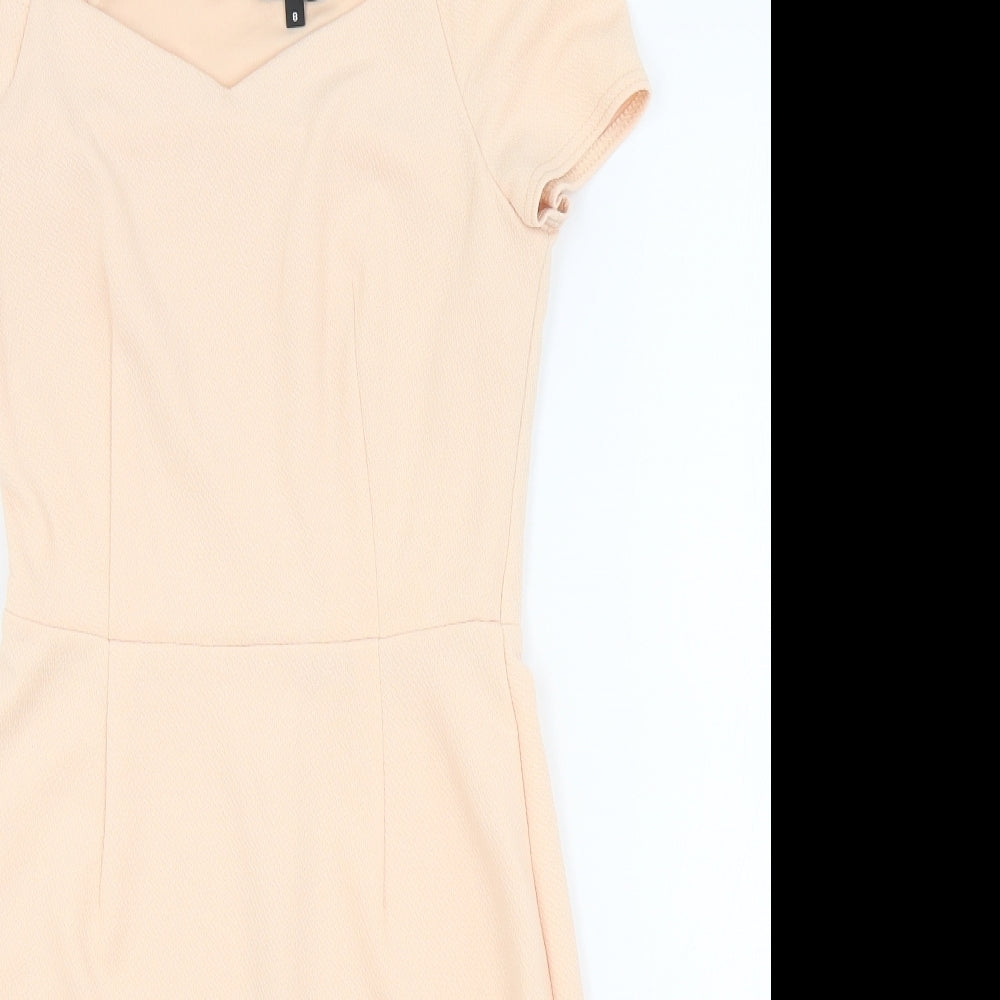 New Look Womens Pink Polyester Bodycon Size 8 V-Neck Pullover - Peach
