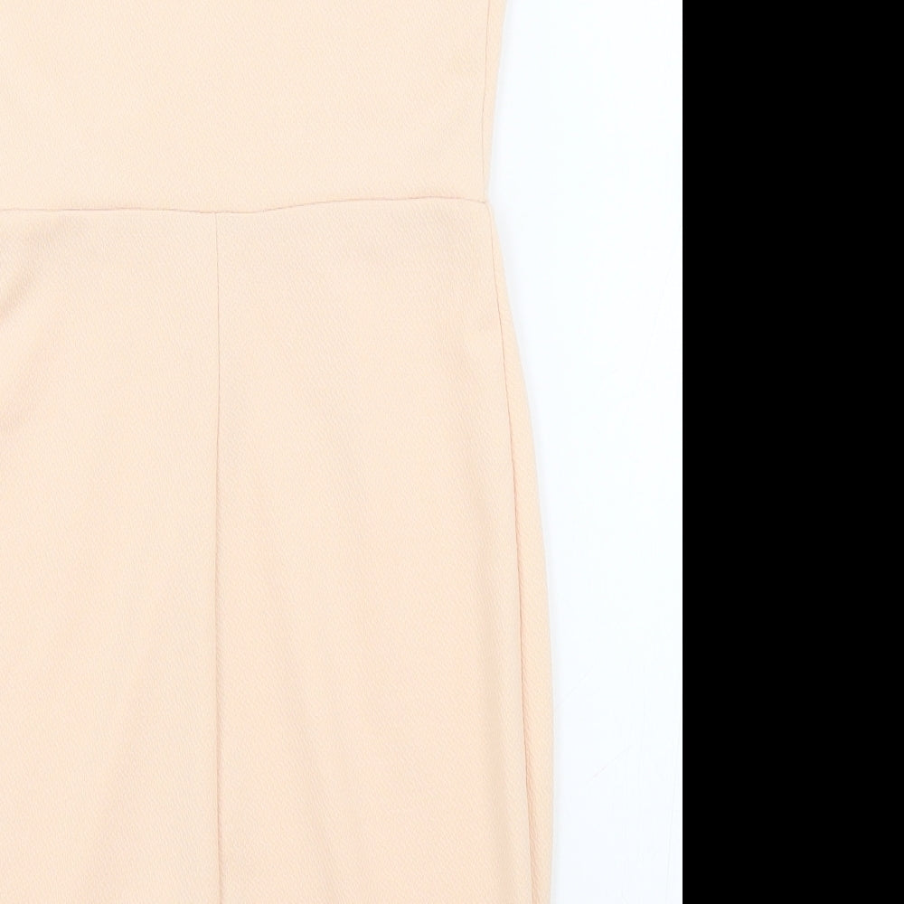 New Look Womens Pink Polyester Bodycon Size 8 V-Neck Pullover - Peach