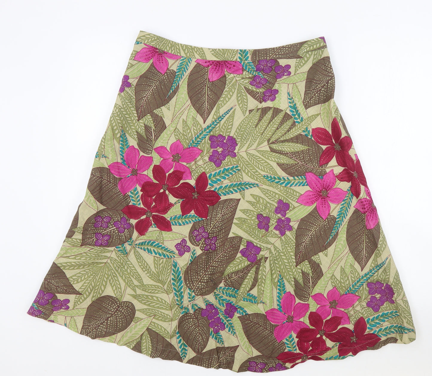 all about clothes Womens Multicoloured Floral Linen Flare Skirt Size 29 in Zip - Linen Skirt