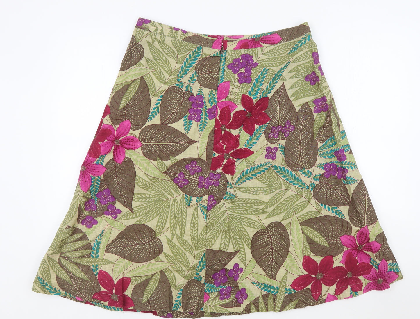 all about clothes Womens Multicoloured Floral Linen Flare Skirt Size 29 in Zip - Linen Skirt