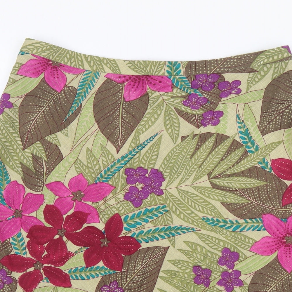 all about clothes Womens Multicoloured Floral Linen Flare Skirt Size 29 in Zip - Linen Skirt