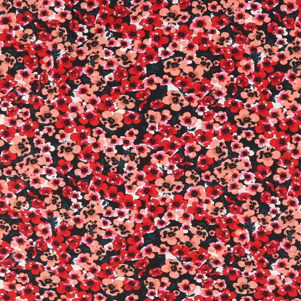Capsule Womens Red Floral Polyester Basic T-Shirt Size 28 Boat Neck
