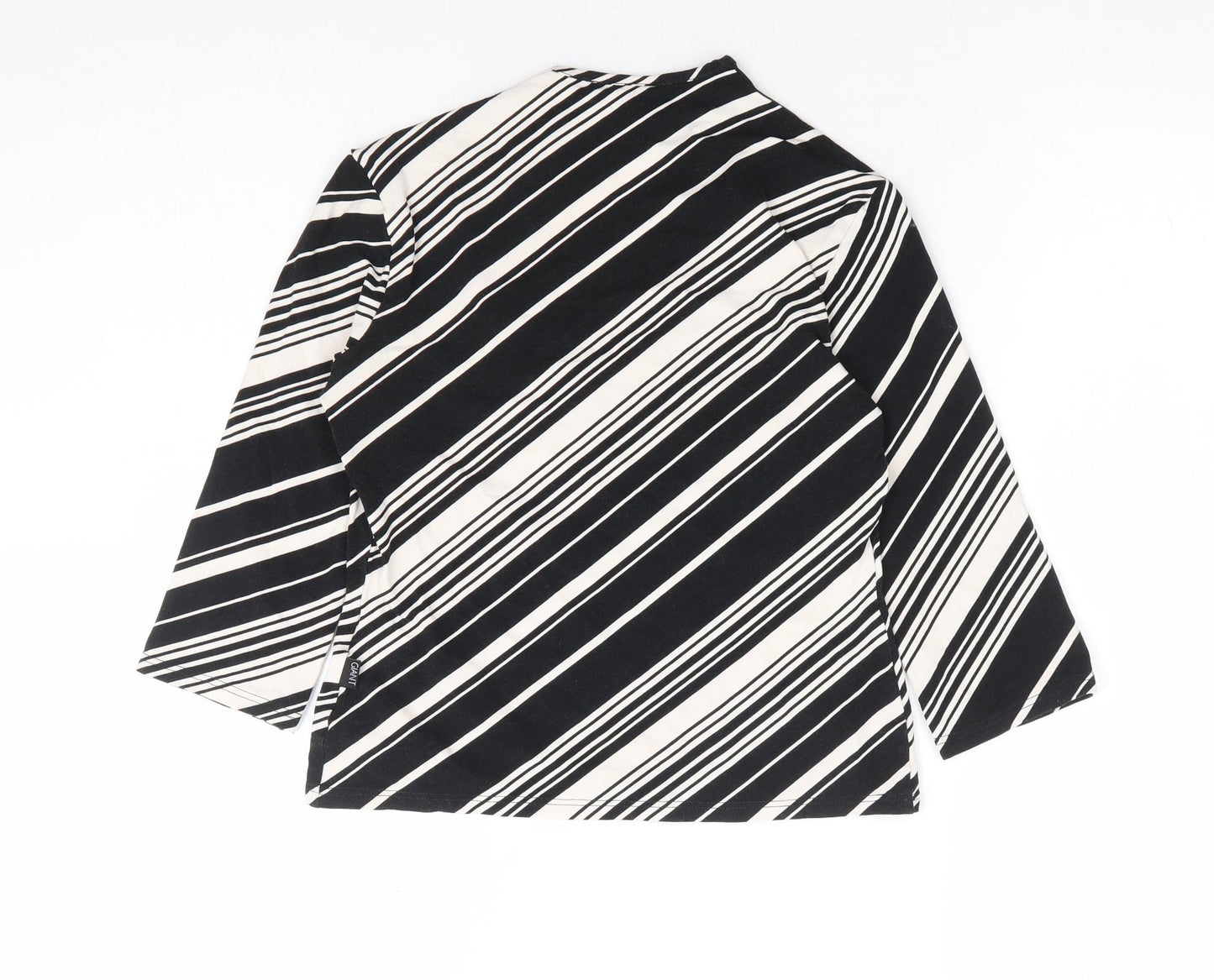 Giant Womens Black Striped Viscose Basic Blouse Size M V-Neck