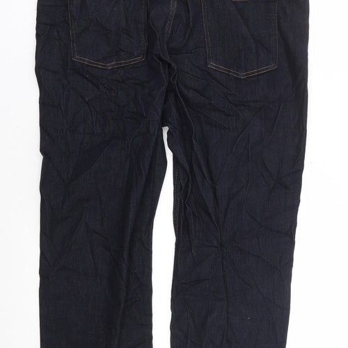 Autograph Womens Blue Cotton Straight Jeans Size 20 L26 in Regular Zip - Short Length