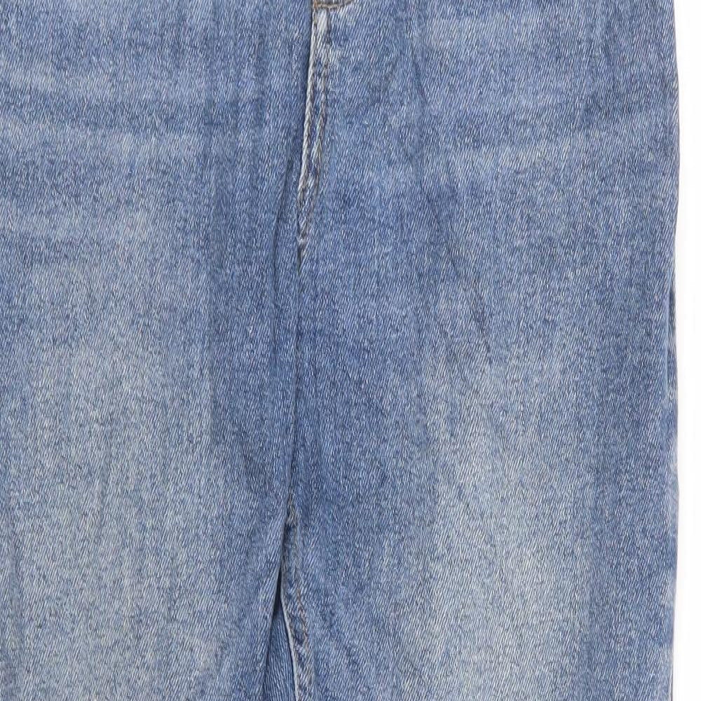 Marks and Spencer Womens Blue Cotton Straight Jeans Size 14 L26 in Regular Zip