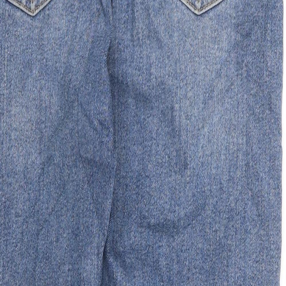 Marks and Spencer Womens Blue Cotton Straight Jeans Size 14 L26 in Regular Zip