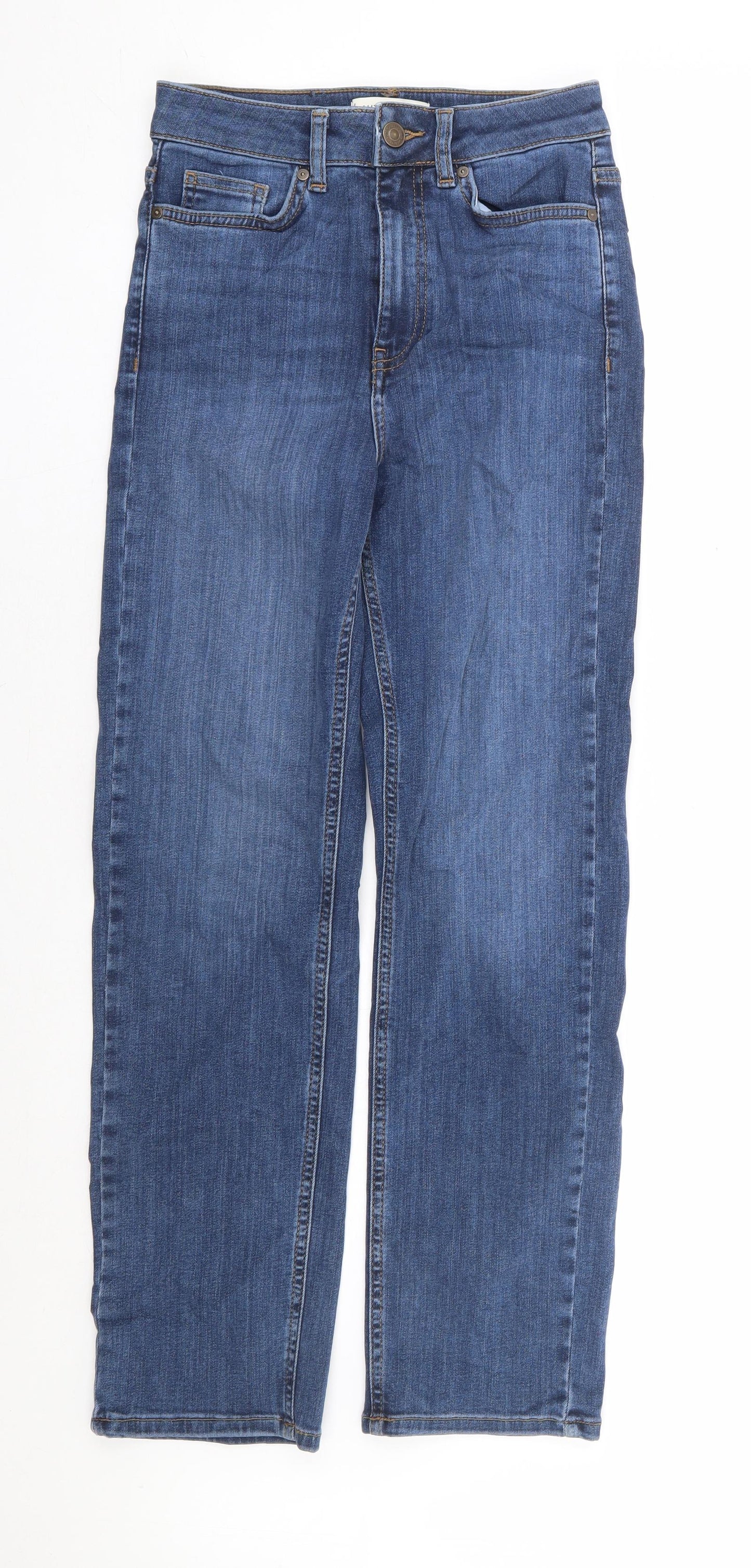 Autograph Womens Blue Cotton Straight Jeans Size 8 L28 in Regular Zip