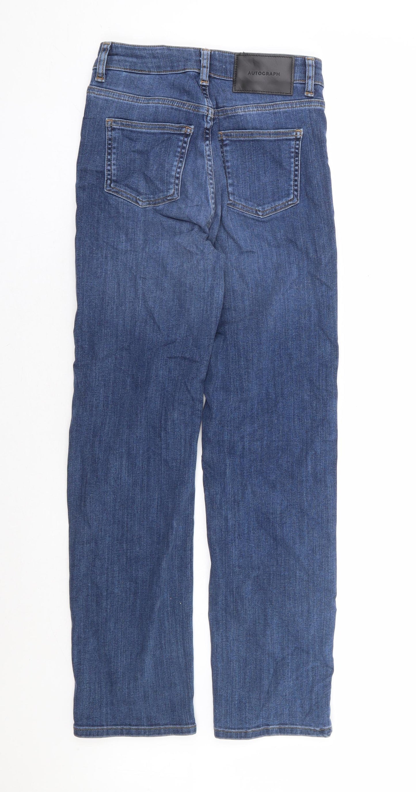 Autograph Womens Blue Cotton Straight Jeans Size 8 L28 in Regular Zip