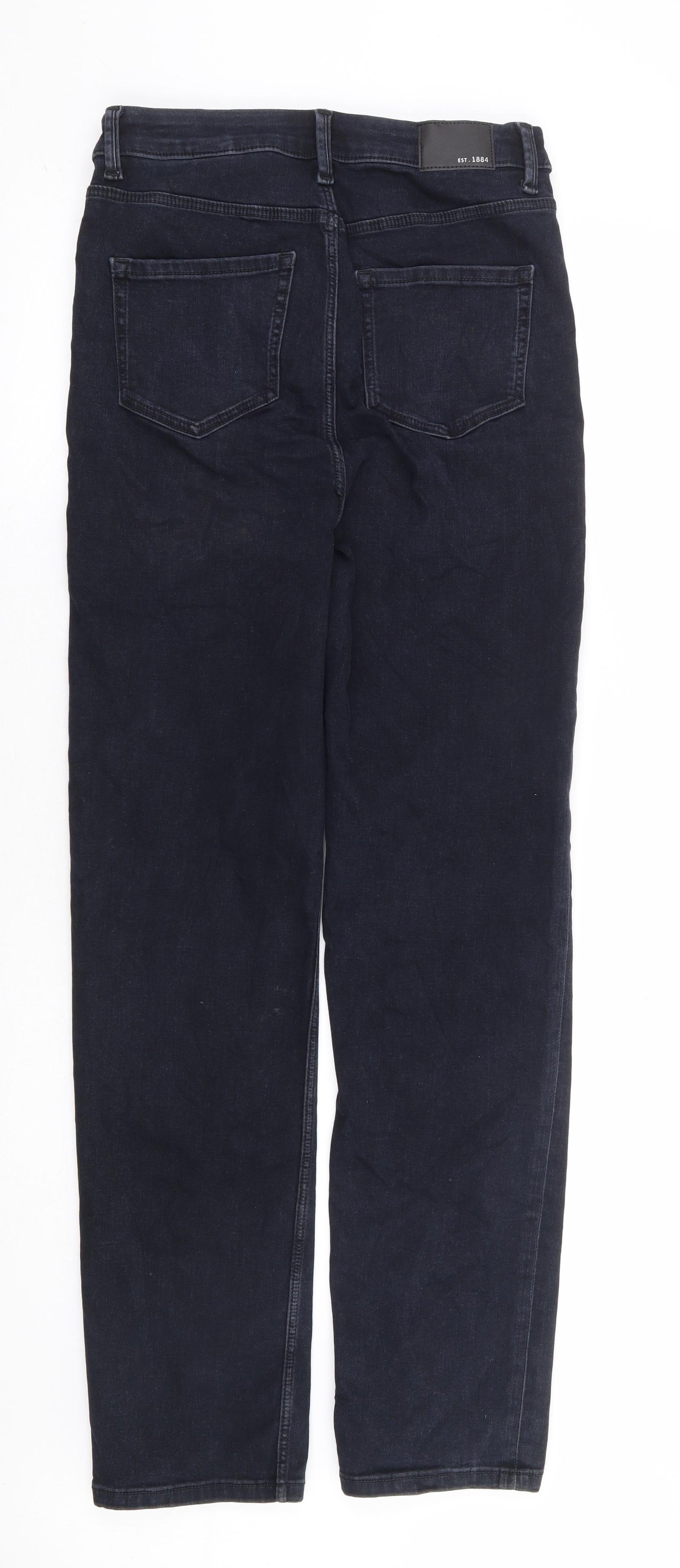 Marks and Spencer Womens Blue Cotton Straight Jeans Size 10 L30 in Regular Zip - Supersoft