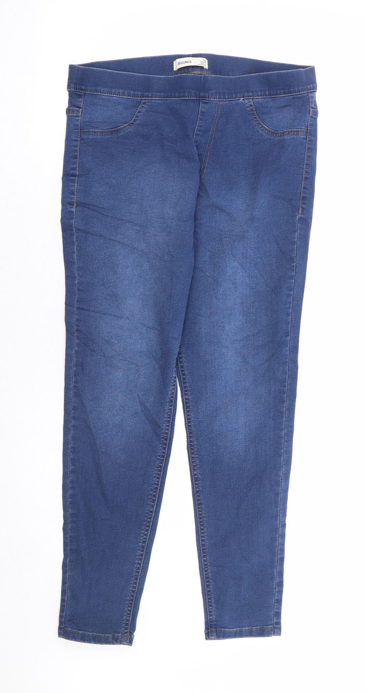 Marks and Spencer Womens Blue Cotton Flared Jeans Size 12 L26 in Regular - Short Length