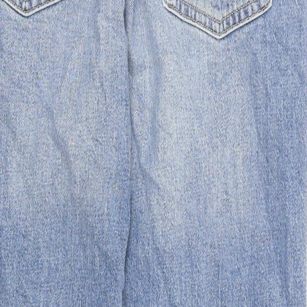 Marks and Spencer Womens Blue Cotton Mom Jeans Size 10 L28 in Regular Zip