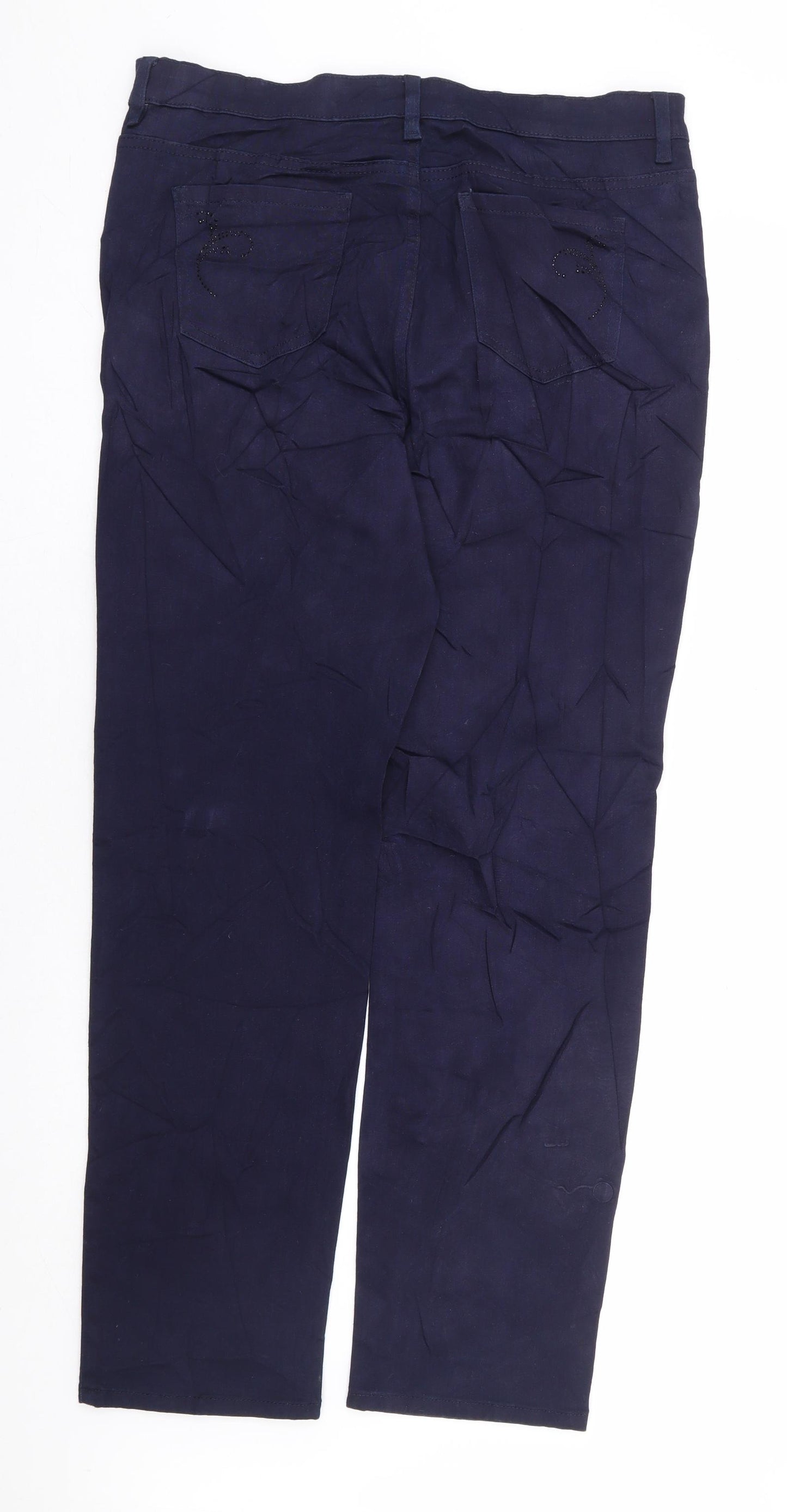 Marks and Spencer Womens Blue Cotton Straight Jeans Size 16 L30 in Regular Zip