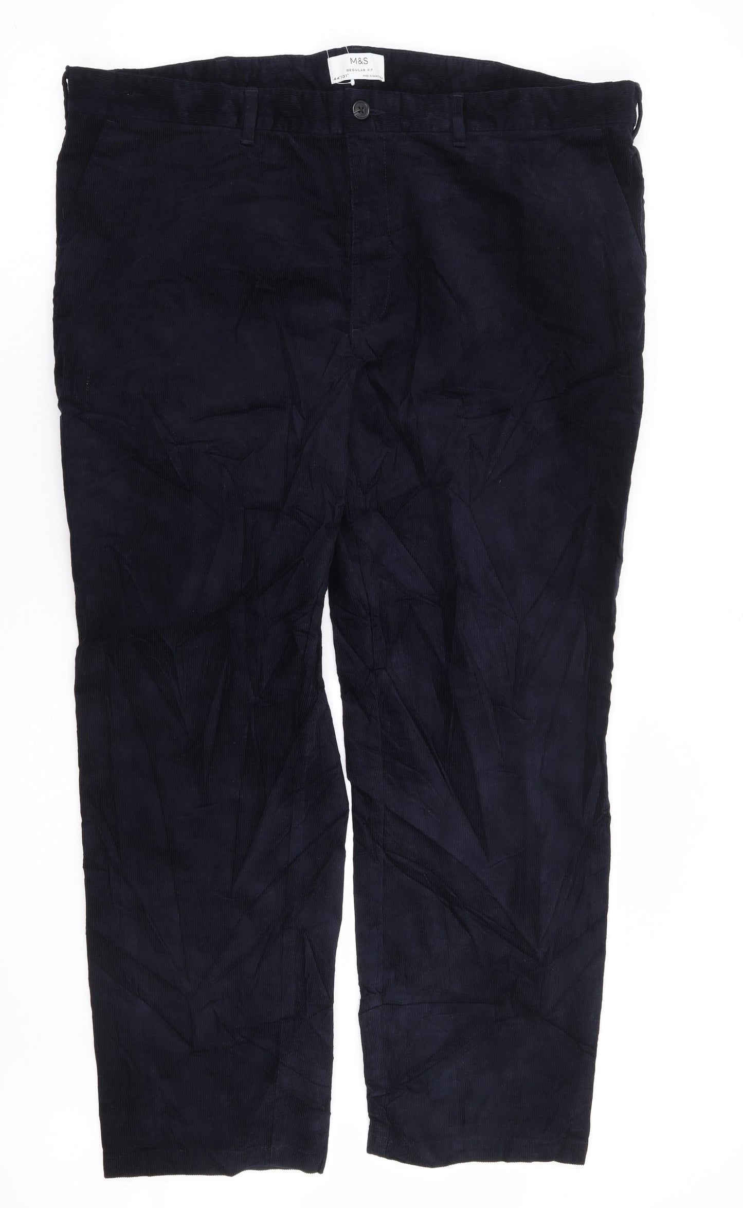 Marks and Spencer Mens Blue Cotton Straight Jeans Size 44 in L31 in Regular Zip