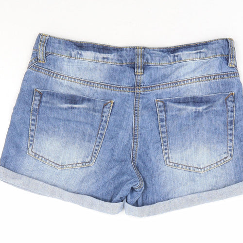 NEXT Girls Blue 100% Cotton Hot Pants Shorts Size 12 Years Regular Zip