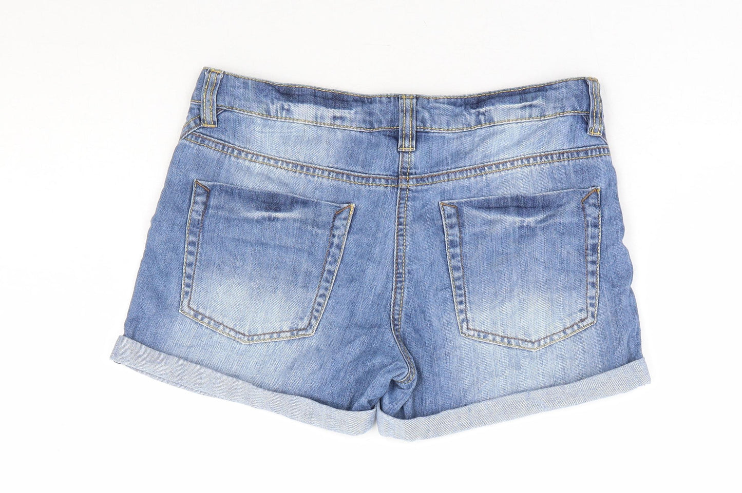 NEXT Girls Blue 100% Cotton Hot Pants Shorts Size 12 Years Regular Zip