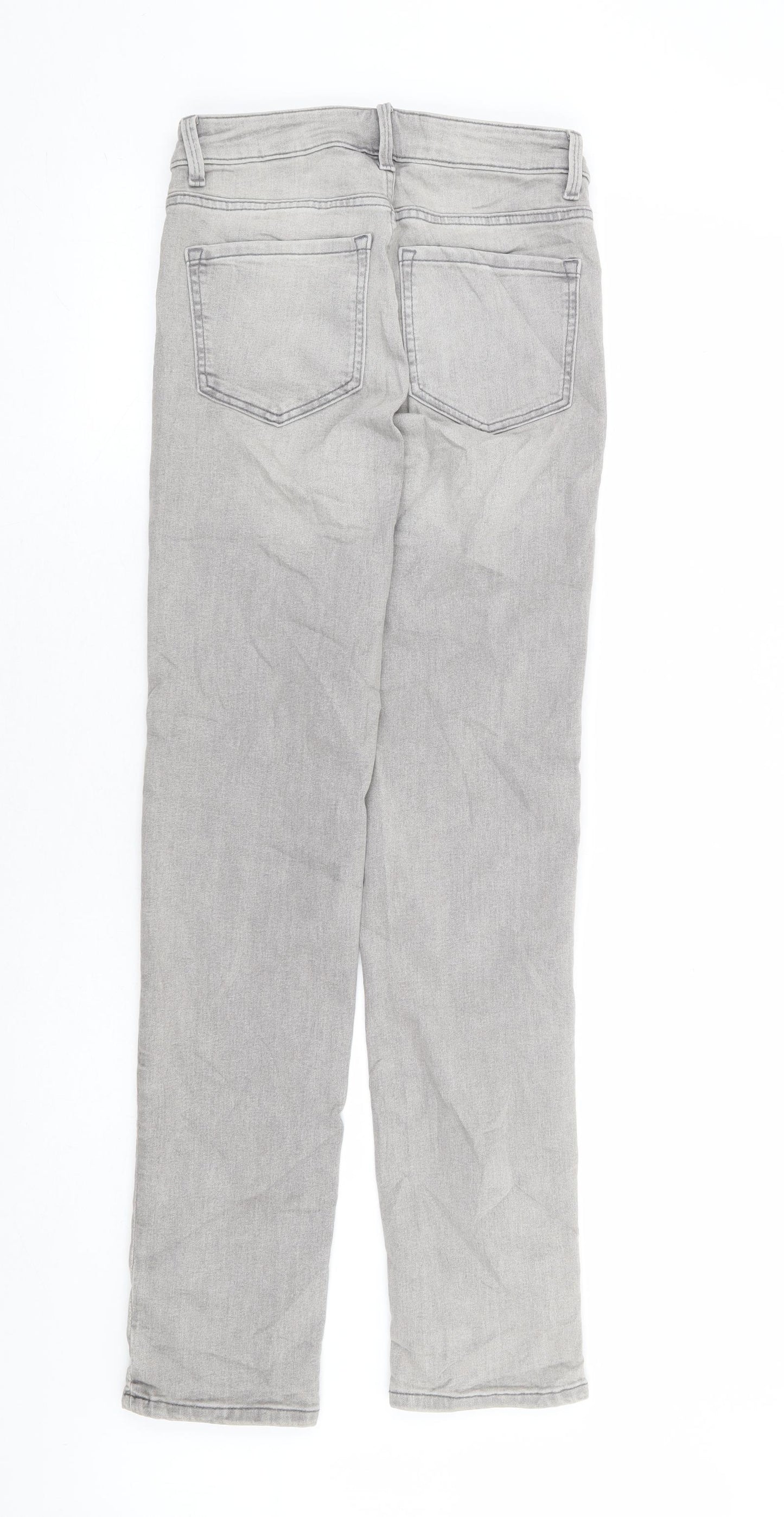 Marks and Spencer Womens Grey Cotton Straight Jeans Size 8 L30 in Regular Zip