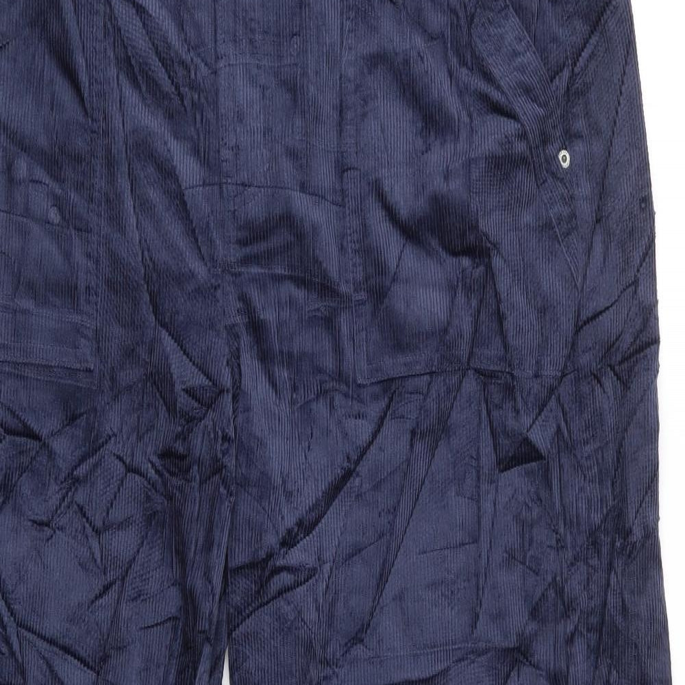Per Una Womens Blue Cotton Trousers Size 18 L30 in Regular Zip