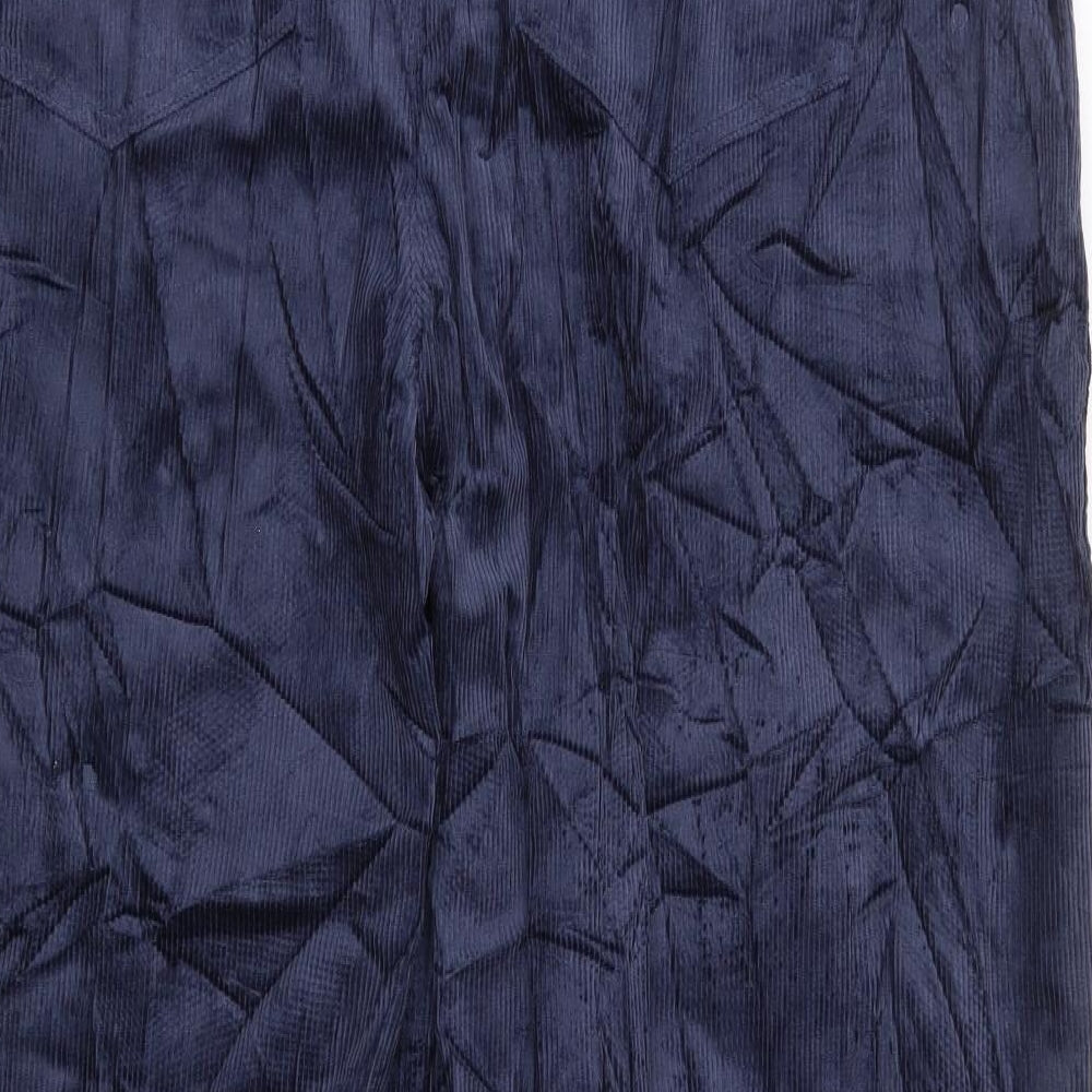 Per Una Womens Blue Cotton Trousers Size 18 L30 in Regular Zip