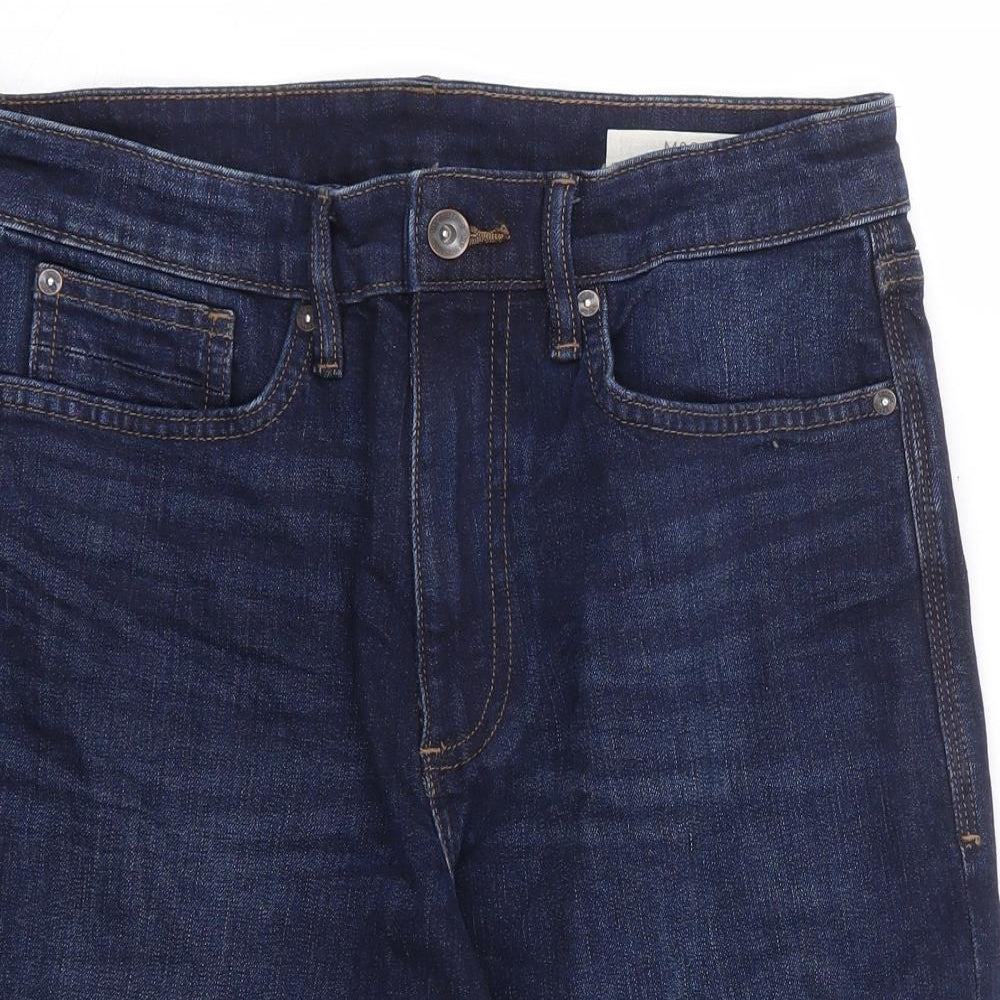Marks and Spencer Mens Blue Cotton Bermuda Shorts Size 30 in L10 in Regular Zip