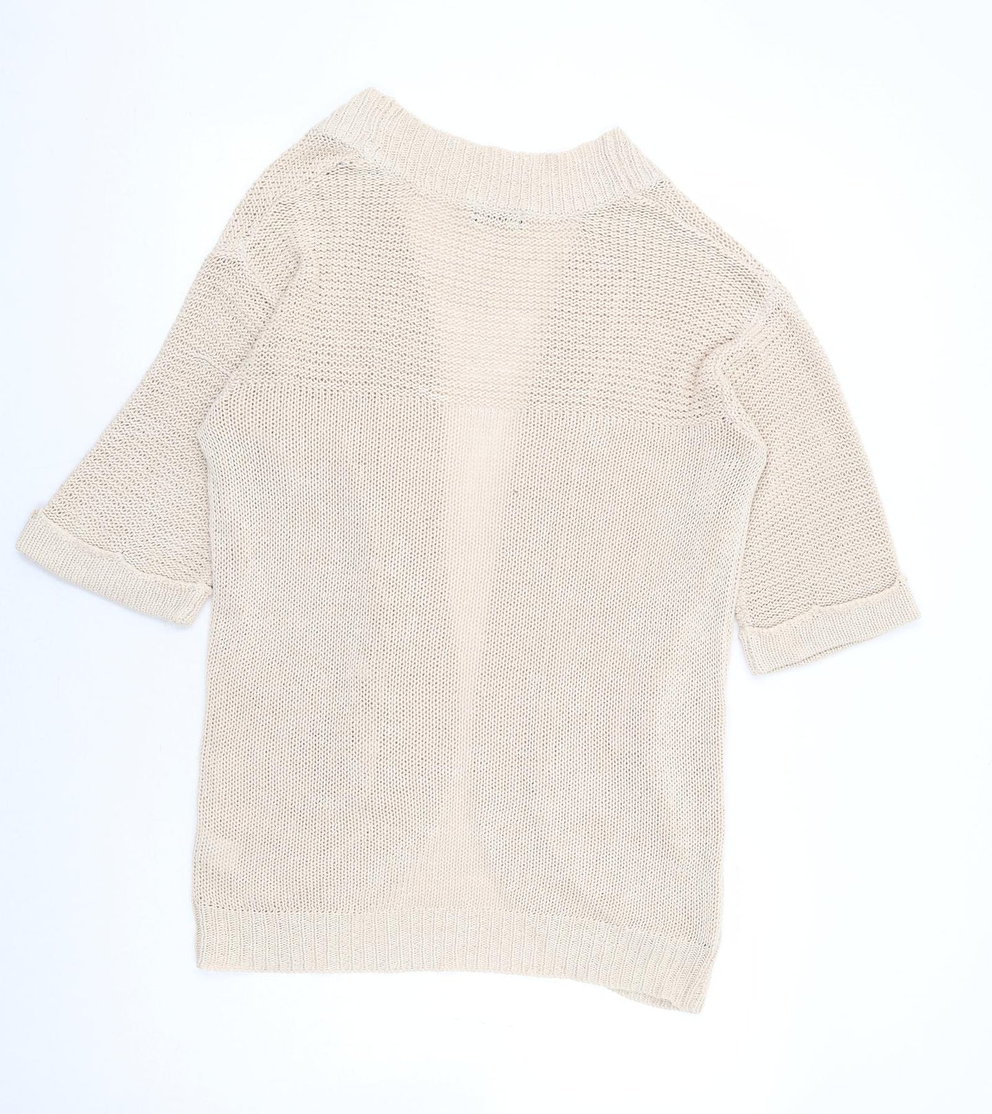 F&F Womens Beige V-Neck Acrylic Cardigan Jumper Size 10