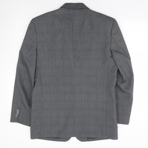 C&A Mens Grey Plaid Polyester Jacket Suit Jacket Size 38