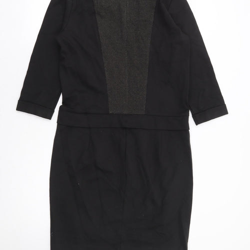 Sandwich Womens Black Geometric Viscose Pencil Dress Size 10 Round Neck Zip