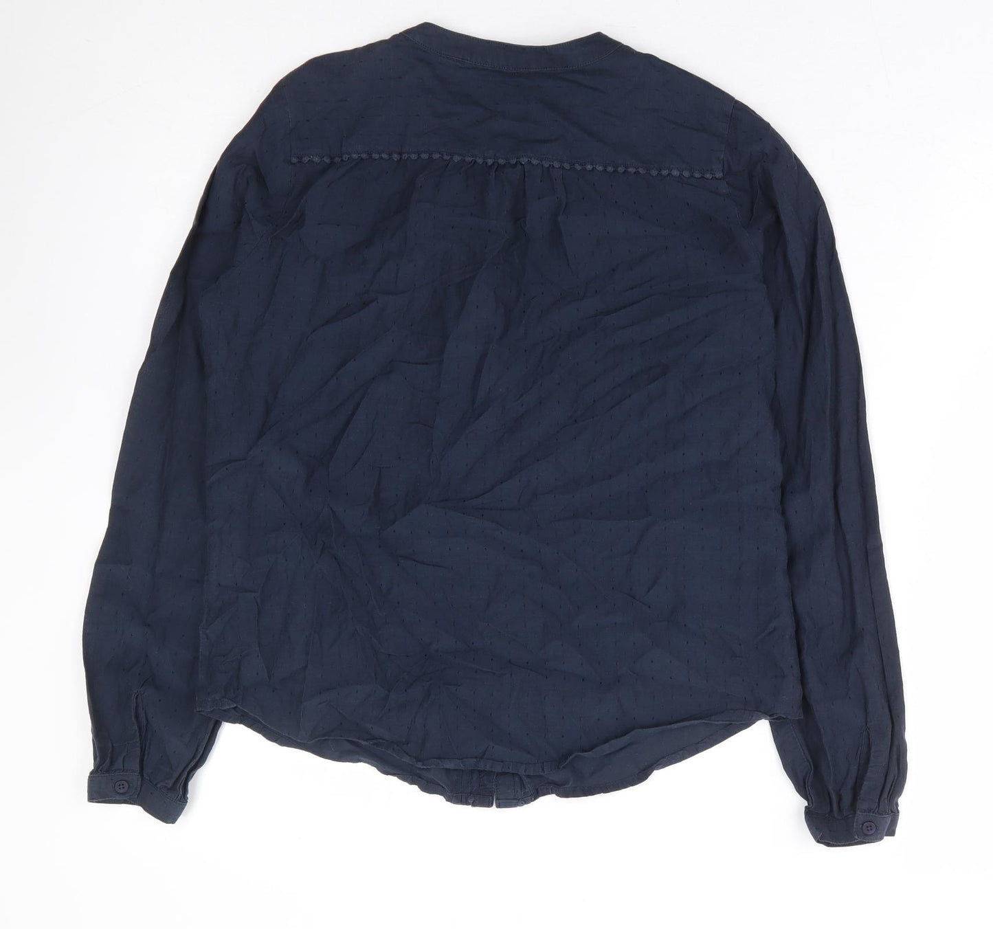 Jack Wills Womens Blue Cotton Basic Button-Up Size 10 Round Neck