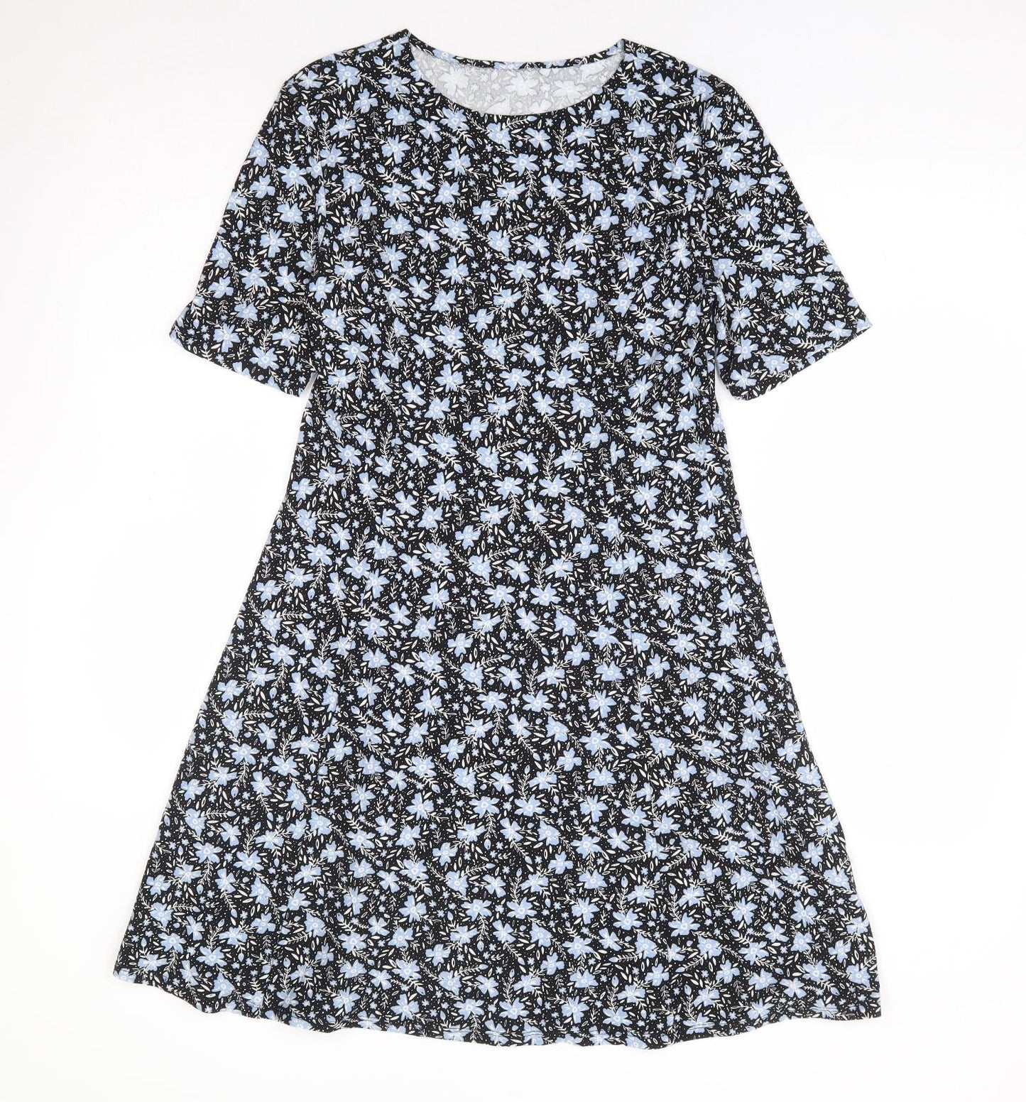 Primark Womens Black Floral Polyester A-Line Size 10 Round Neck Pullover