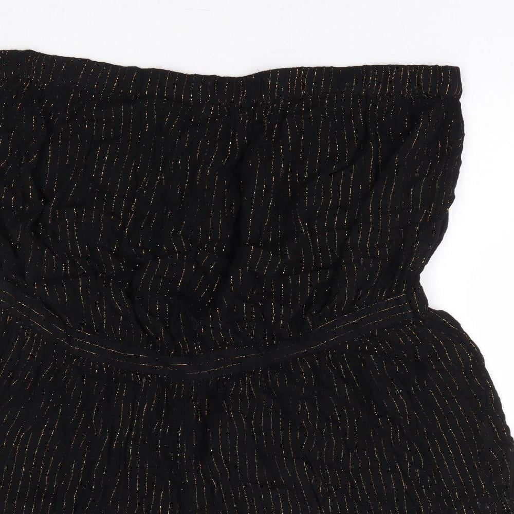 F&F Womens Black Striped Polyester Cover Up Size XL - Bandeau Playsuit