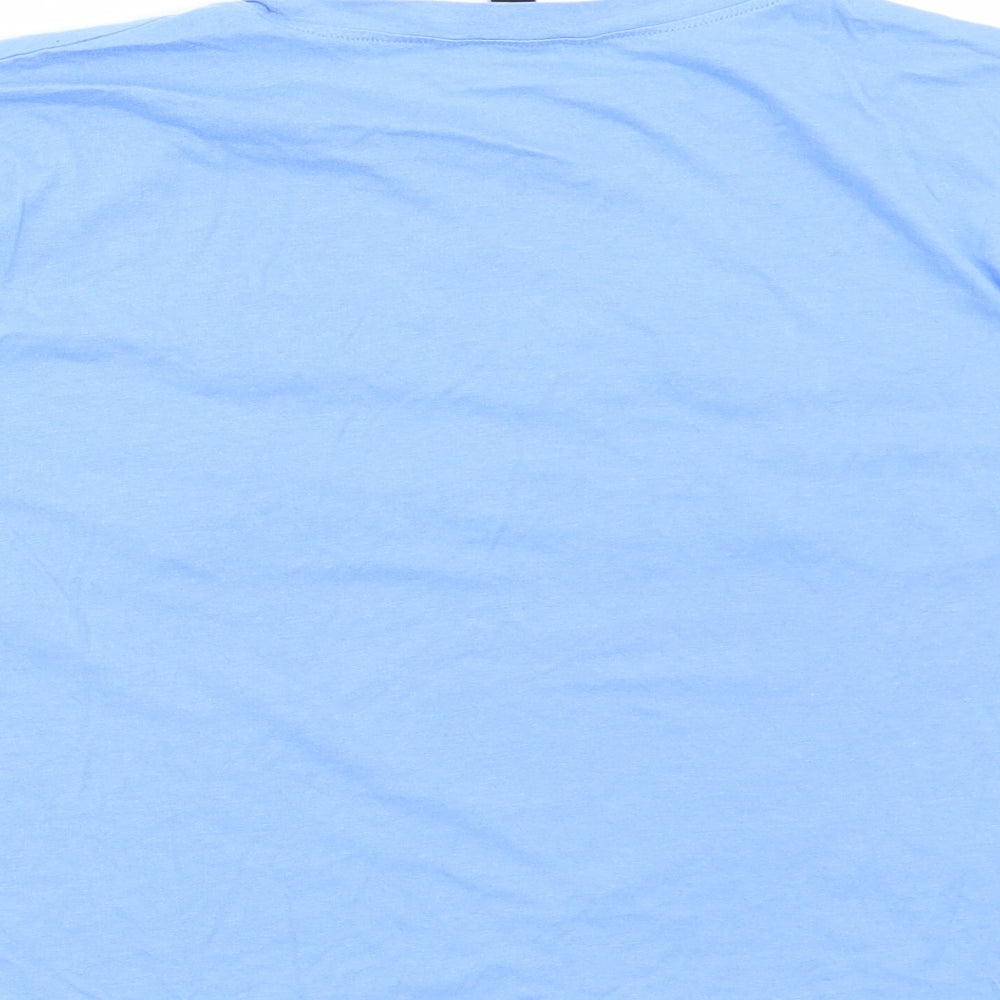 New Look Womens Blue Cotton Cropped T-Shirt Size 12 Round Neck - Joyful and Happy