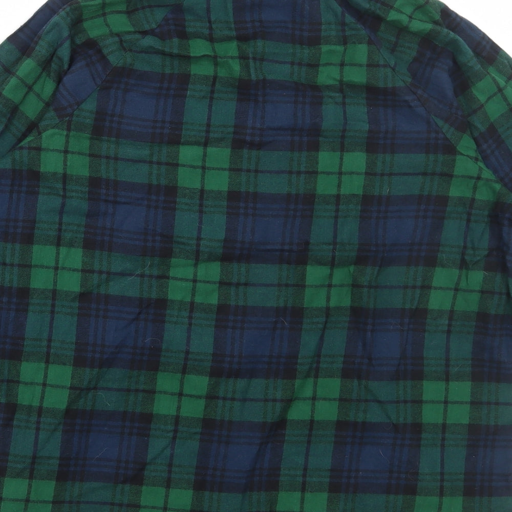 Primark Womens Green Plaid Cotton Basic Button-Up Size 10 Collared