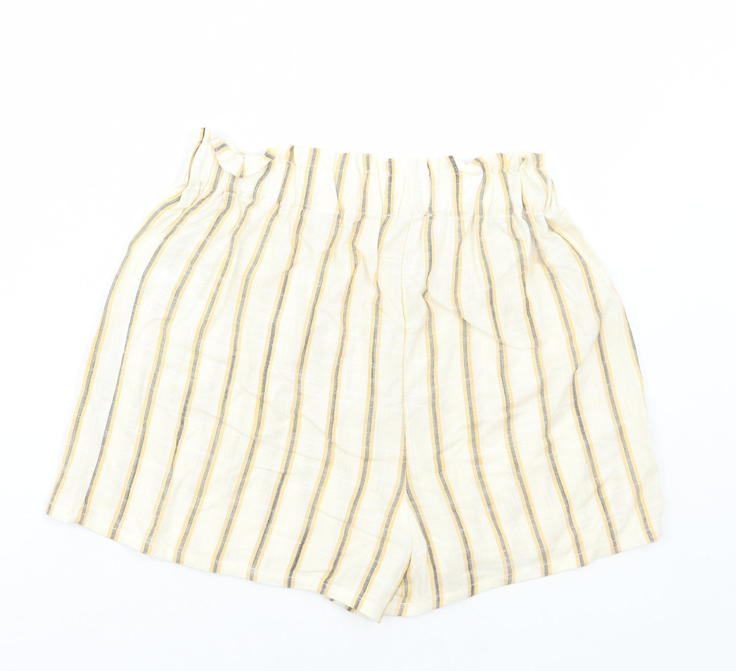 Preworn Womens Yellow Striped Polyester Hot Pants Shorts Size 26 in L3 in Regular Pull On