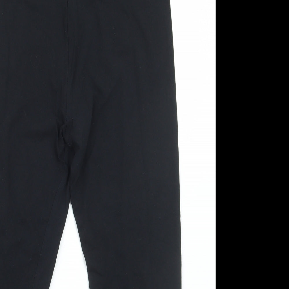 New Look Womens Black Cotton Cropped Leggings Size 16 L22 in - Lace Detail