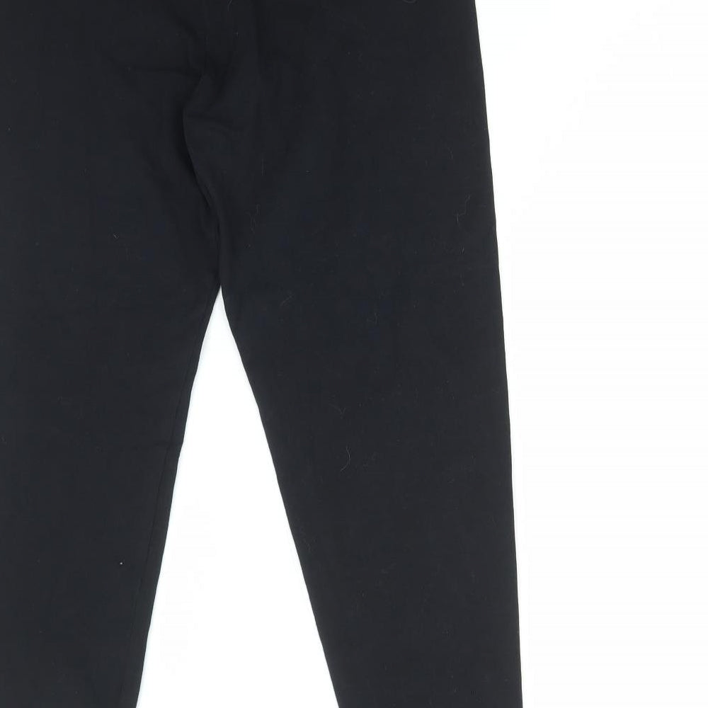 New Look Womens Black Cotton Cropped Leggings Size 16 L22 in - Lace Detail