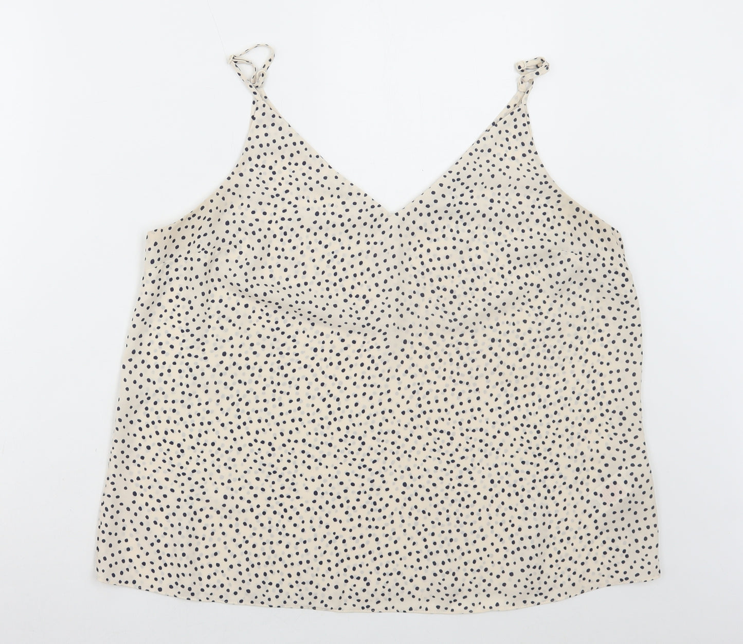 Primark Womens Ivory Polka Dot Polyester Camisole Tank Size 18 V-Neck