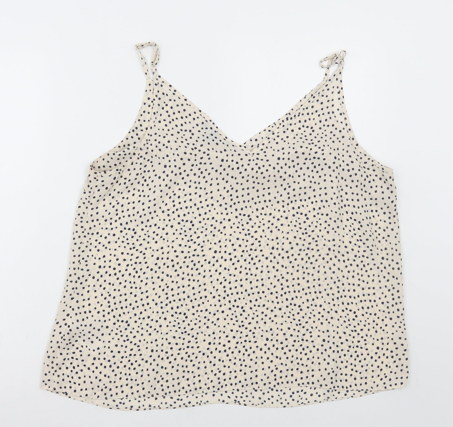 Primark Womens Ivory Polka Dot Polyester Camisole Tank Size 18 V-Neck