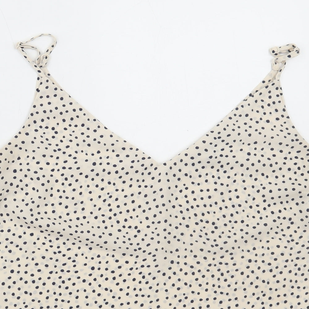 Primark Womens Ivory Polka Dot Polyester Camisole Tank Size 18 V-Neck