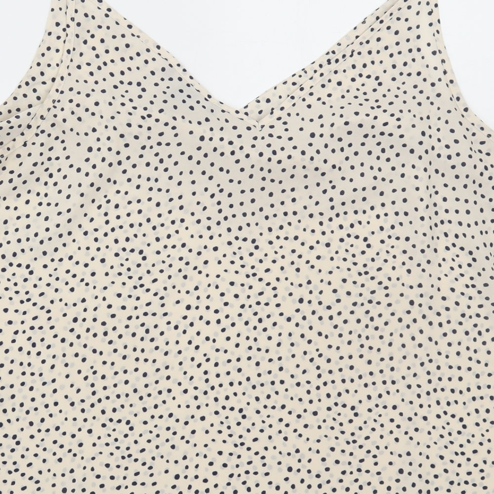 Primark Womens Ivory Polka Dot Polyester Camisole Tank Size 18 V-Neck