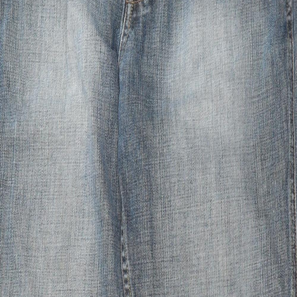 John Rocha Mens Blue Cotton Straight Jeans Size 32 in L32 in Regular Button