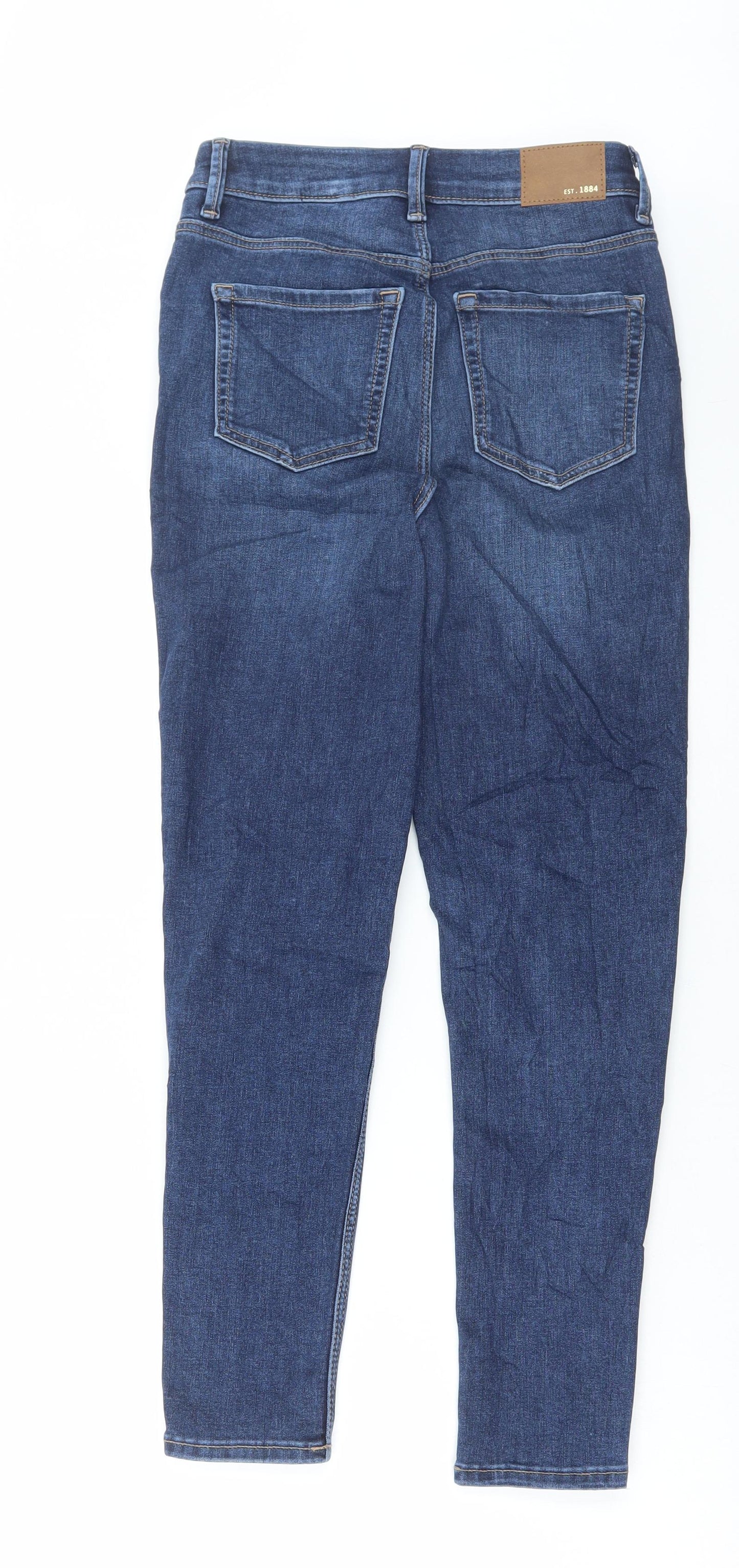 Marks and Spencer Womens Blue Cotton Skinny Jeans Size 8 L27 in Regular Button