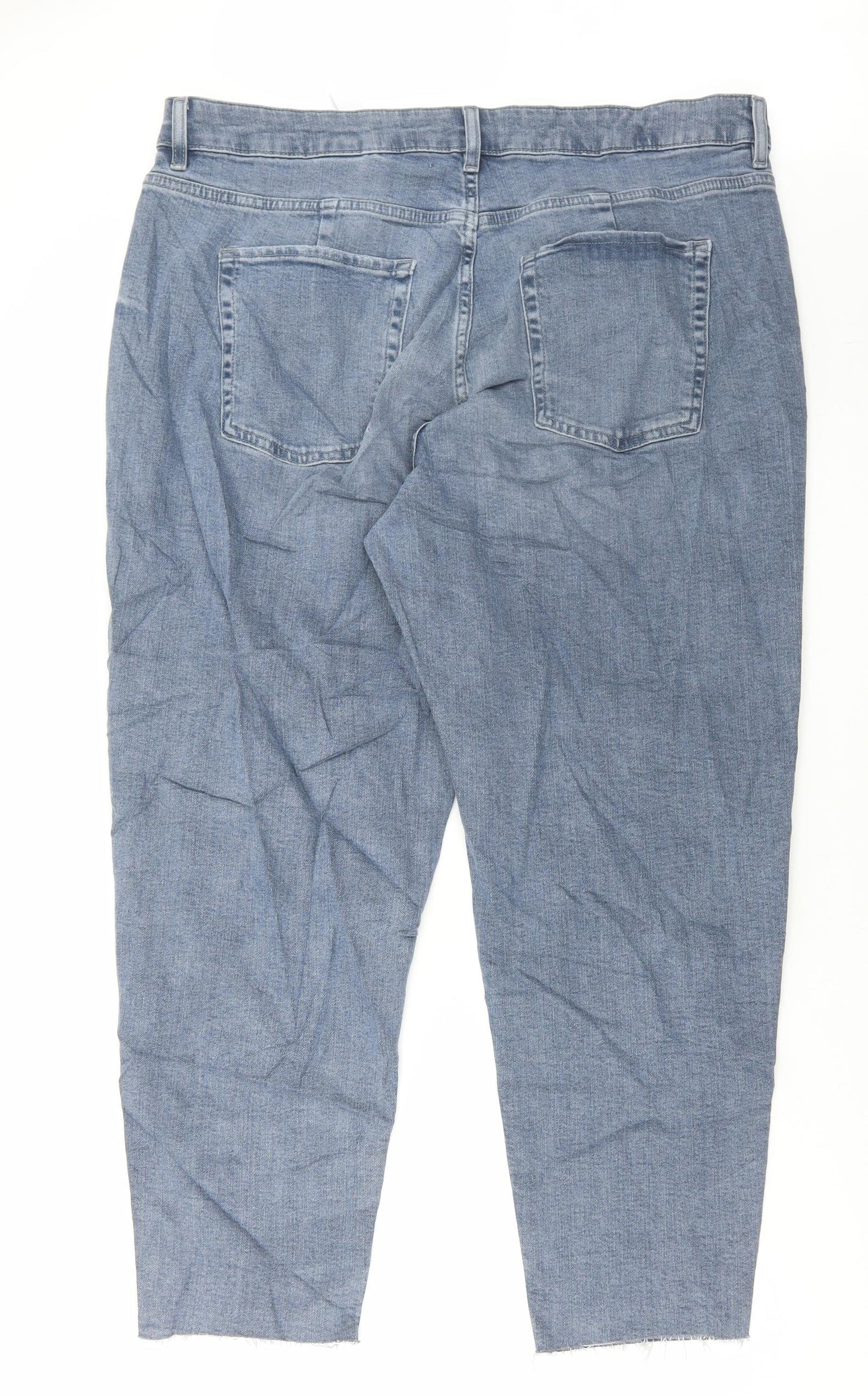 Marks and Spencer Womens Grey Cotton Mom Jeans Size 20 L28 in Regular Button