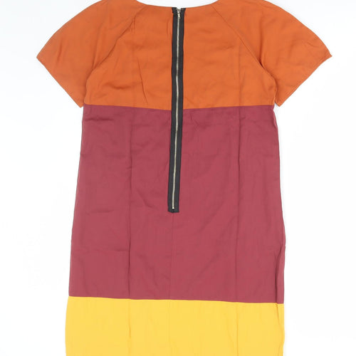 Fury Womens Multicoloured Colourblock Polyester A-Line Size M Round Neck Zip