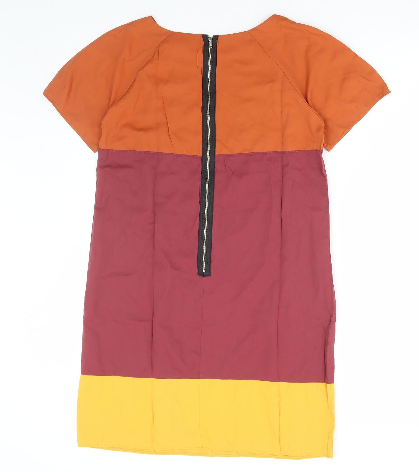 Fury Womens Multicoloured Colourblock Polyester A-Line Size M Round Neck Zip