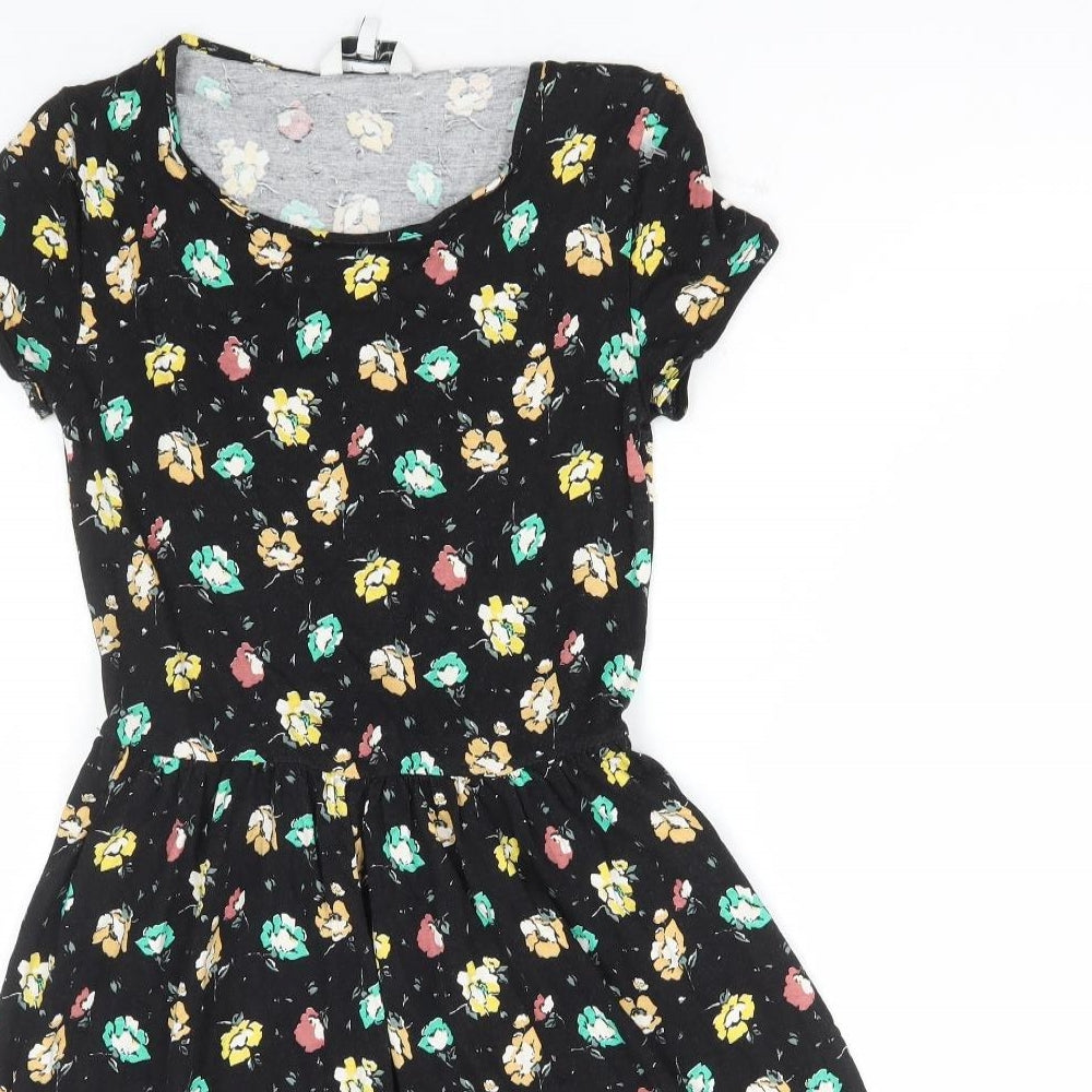 New Look Womens Multicoloured Floral Viscose A-Line Size 10 Round Neck Pullover