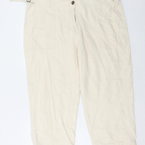 Marks and Spencer Womens Ivory Cotton Cropped Jeans Size 42 in L25 in Regular Button