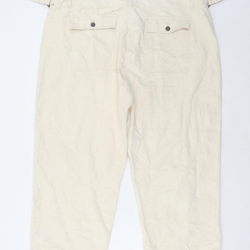 Marks and Spencer Womens Ivory Cotton Cropped Jeans Size 42 in L25 in Regular Button