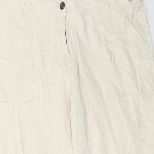 Marks and Spencer Womens Ivory Cotton Cropped Jeans Size 42 in L25 in Regular Button